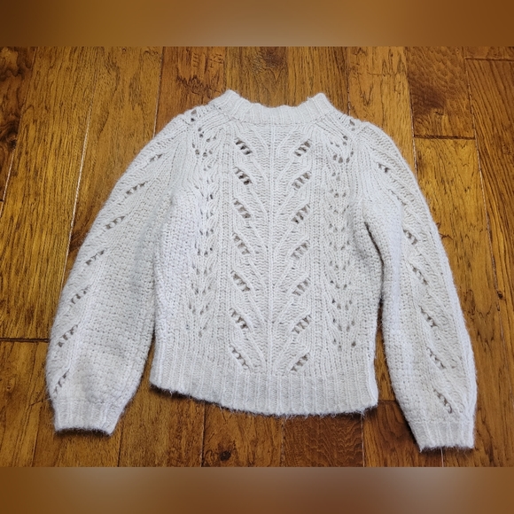 Point Sur Pointelle Sweater In Natural Alpaca Wool Blend Open Knit Size XS - Picture 3 of 8